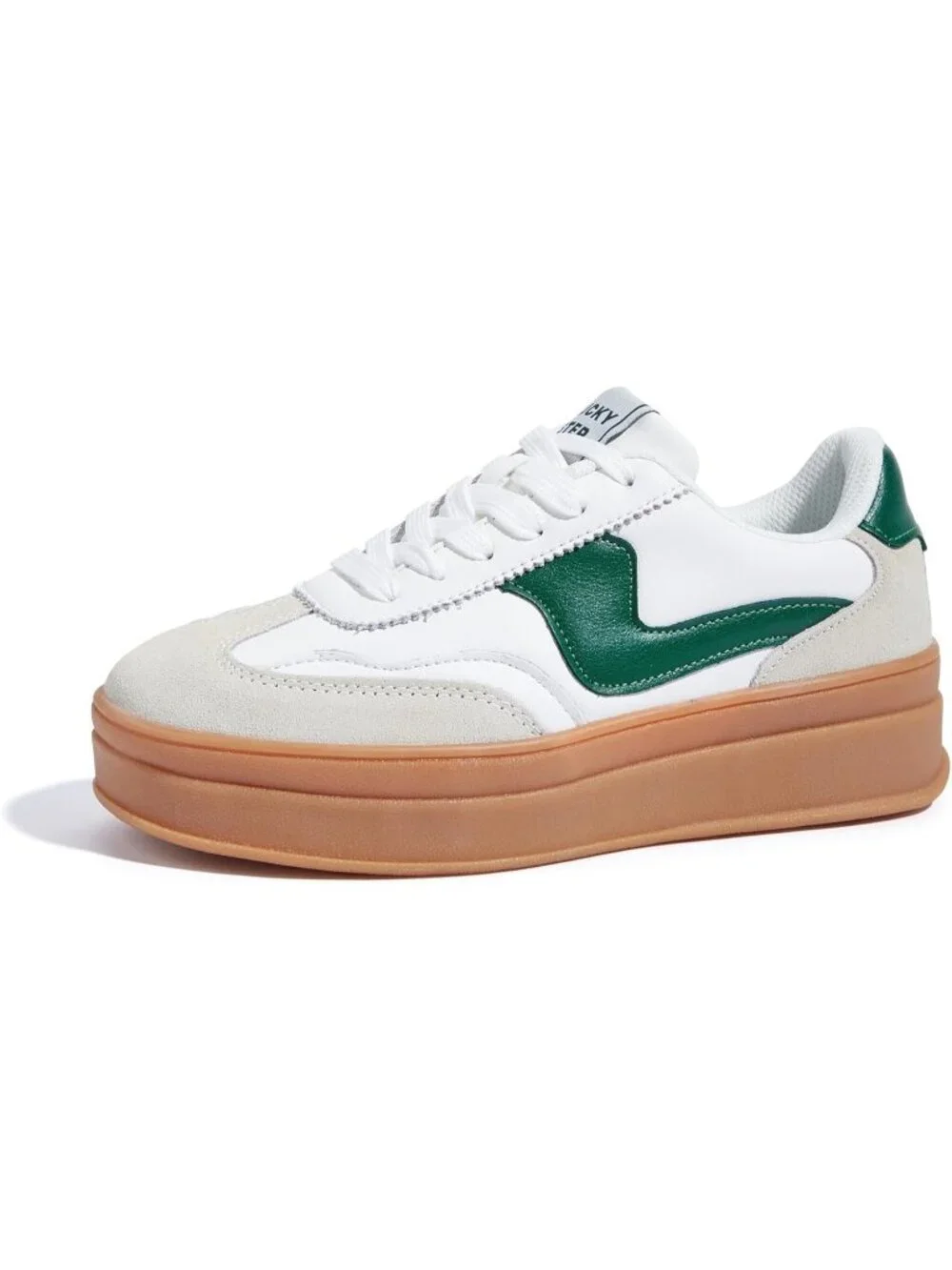 🆕Women's White Green Platform Fashion Sneakers Thick Sole Casual Walking Shoes